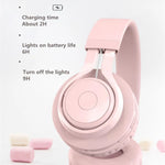BT06C かわいいワイヤレスBluetooth 5.0 子供用ヘッドセット マイク付き LEDライト AUX入力対応