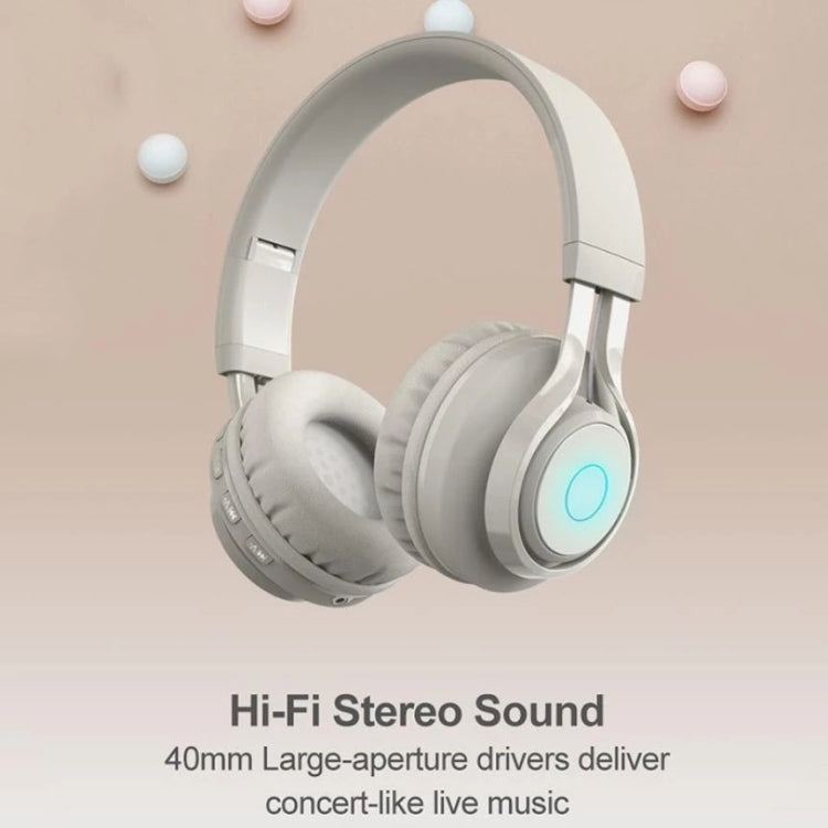 BT06C かわいいワイヤレスBluetooth 5.0 子供用ヘッドセット マイク付き LEDライト AUX入力対応