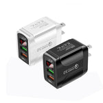 F002C QC3.0 USB + USB 2.0 高速充電器 LEDデジタルディスプレイ付き 携帯電話・タブレット用、USプラグ