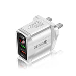 F002C QC3.0 USB + USB 2.0 高速充電器 LEDデジタルディスプレイ付き 携帯電話・タブレット用、UKプラグ