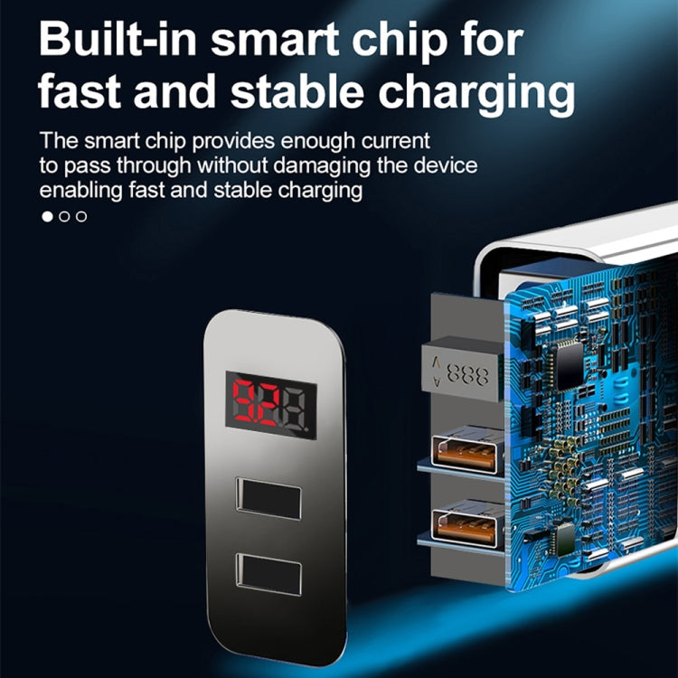 F002C QC3.0 USB + USB 2.0 高速充電器 LEDデジタルディスプレイ付き 携帯電話・タブレット用、UKプラグ