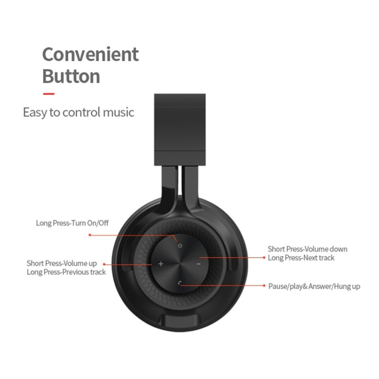 Fingertime P1 ワイヤレス Bluetooth 5.0 ステレオ ソフトレザーイヤーマフ 折りたたみヘッドセット 内蔵マイク付き PC / 携帯電話対応