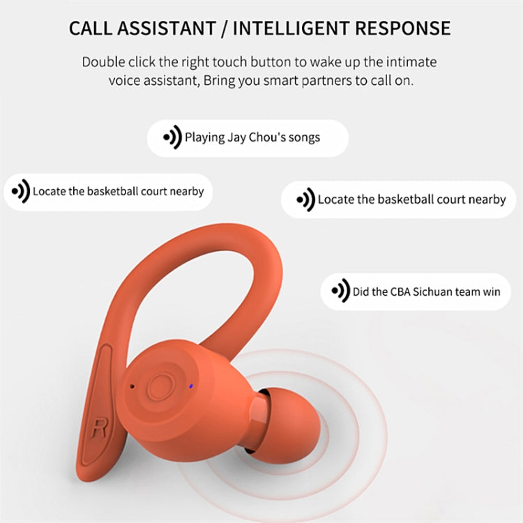 T20 TWS Bluetooth フック付き ワイヤレススポーツヘッドホン 充電ケース付き IPX6 防水 ノイズキャンセリングイヤホン