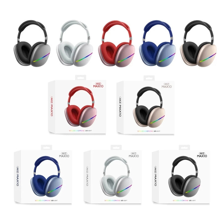 AKZ MAX10 ヘッドマウント RGB ワイヤレス Bluetooth 音楽ヘッドセット マイク付き、TFカード対応