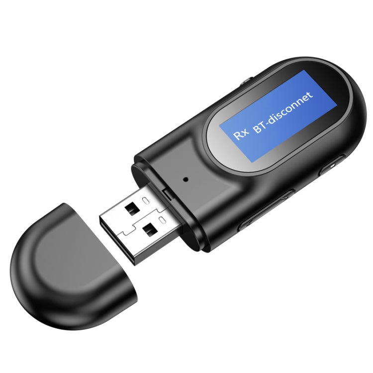 T17 USB Bluetooth 5.0レシーバー兼トランスミッター 2-in-1オーディオアダプター LCDディスプレイ付き PC・テレビ・カー用 3.5mm AUX、v5.0