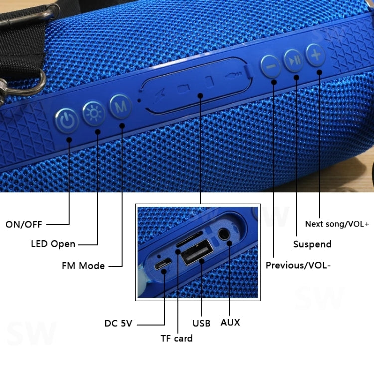 T&G TG192 LED点滅ライト ポータブルワイヤレスバス 3Dステレオ Bluetoothスピーカー FM/TFカード/USB対応