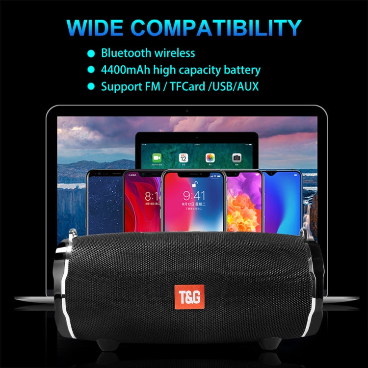 T&G TG187 ポータブル防水ワイヤレスバスサラウンド Bluetoothスピーカー ショルダーストラップ付き FM/TFカード対応