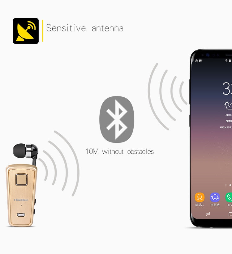 F980 CSR4.1 伸縮ケーブル 呼び出し振動リマインダー 防盗 Bluetoothヘッドセット、ホワイト