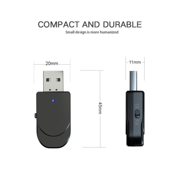 KN330 2-in-1 USB Bluetooth 5.0アダプター ワイヤレスレシーバー兼トランスミッター コンピューター・テレビ・カー用