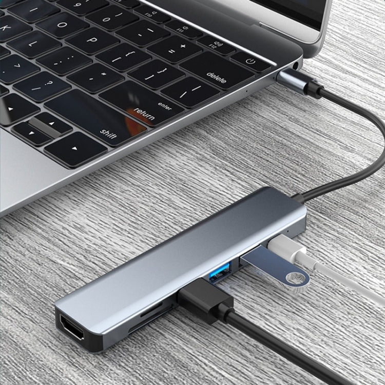 7-in-1 HDMI+SD/TF+USB2.0x2+USB3.0+PD to Type-C ハブドッキングステーション、7-in-1 ステーション
