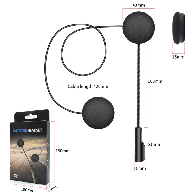 T4 バイク用ヘルメット Bluetoothヘッドセット BT 5.0 ステレオ 自動接続対応 SIRI、T4