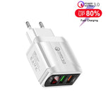 F002C QC3.0 USB + USB 2.0 LEDデジタルディスプレイ高速充電器 USB to Type-Cデータケーブル付き、EUプラグ + Type-Cケーブル