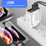 F002C QC3.0 USB + USB 2.0 LEDデジタルディスプレイ急速充電器 USB to 8ピンデータケーブル付き、USプラグ、USプラグ + 8ピンケーブル