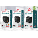 F002C QC3.0 USB + USB 2.0 LEDデジタルディスプレイ急速充電器 USB to 8ピンデータケーブル付き、USプラグ、USプラグ + 8ピンケーブル