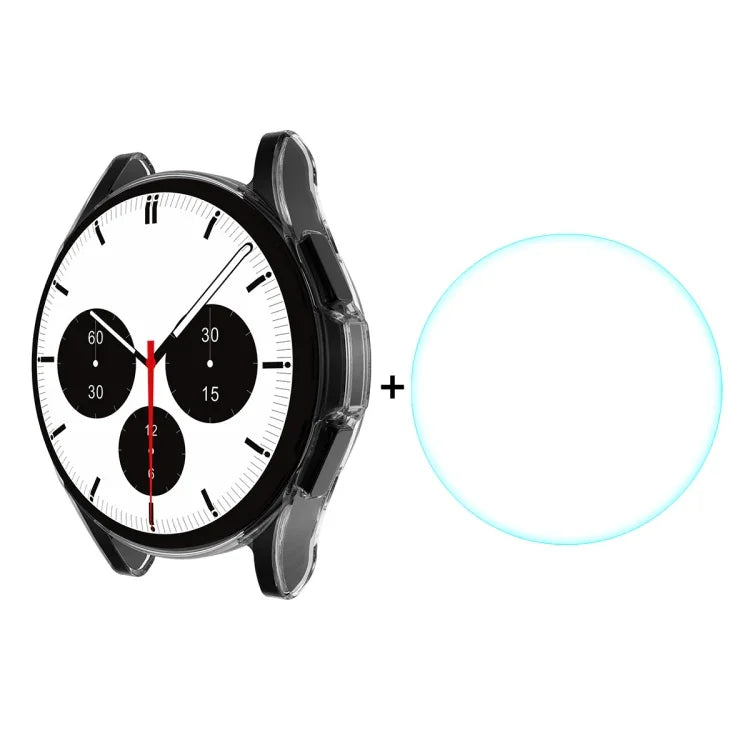 ENKAY Hat-Prince フルカバレッジ 透明ソフトケース TPU HD クリアカバー + 強化ガラスプロテクター、Samsung Galaxy Watch4 Classic 42mm 用、Samsung Watch4 Classic 46mm 用