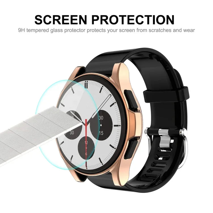 ENKAY Samsung Galaxy Watch4 Classic 42mm 用 ENKAY Hat-Prince フルカバレッジ 電気めっきソフトケース TPU HD クリアカバー + 強化ガラスプロテクター、Samsung Galaxy Watch4 Classic 42mm 用