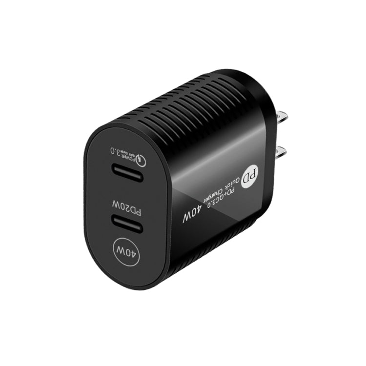40W デュアルポート PD / Type-C 急速充電器 iPhone / iPadシリーズ用、USプラグ、USプラグ