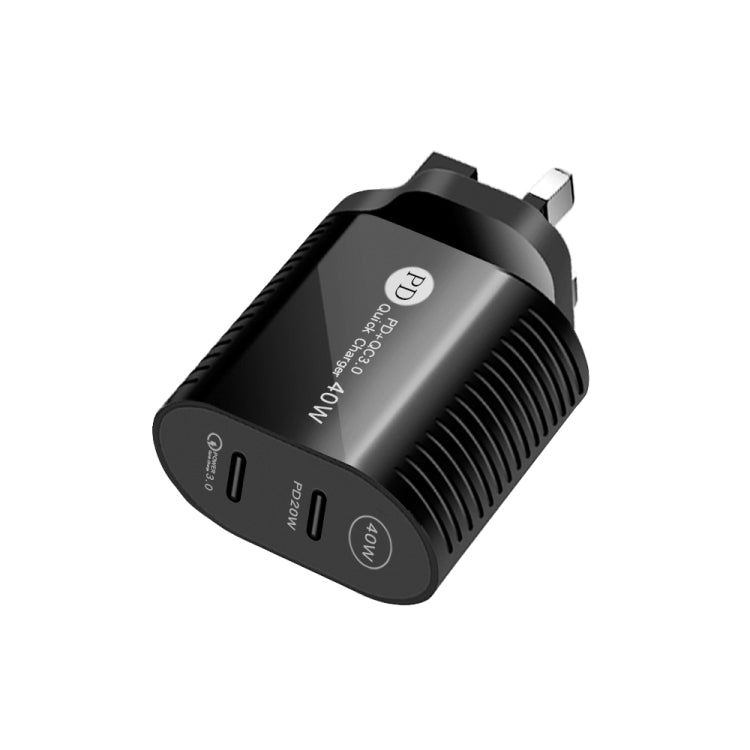 40W デュアルポート PD / Type-C 急速充電器 iPhone / iPadシリーズ用、UKプラグ、UKプラグ