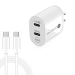 40W デュアルポート PD / Type-C 高速充電器 Type-C to Type-Cデータケーブル付き、USプラグ + Type-C to Type-Cケーブル