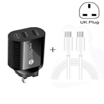 40W デュアルポート PD / Type-C 高速充電器 Type-C to Type-Cデータケーブル付き、UKプラグ + Type-C to Type-Cケーブル