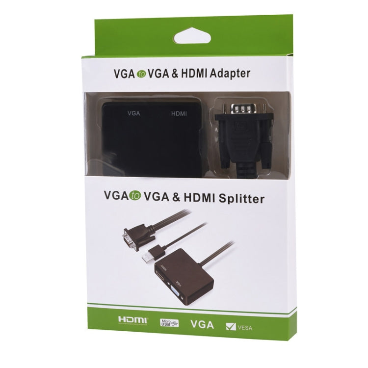 VGA to HDMI アダプター 3.5mm オーディオコンバーター付き VGA スプリッター