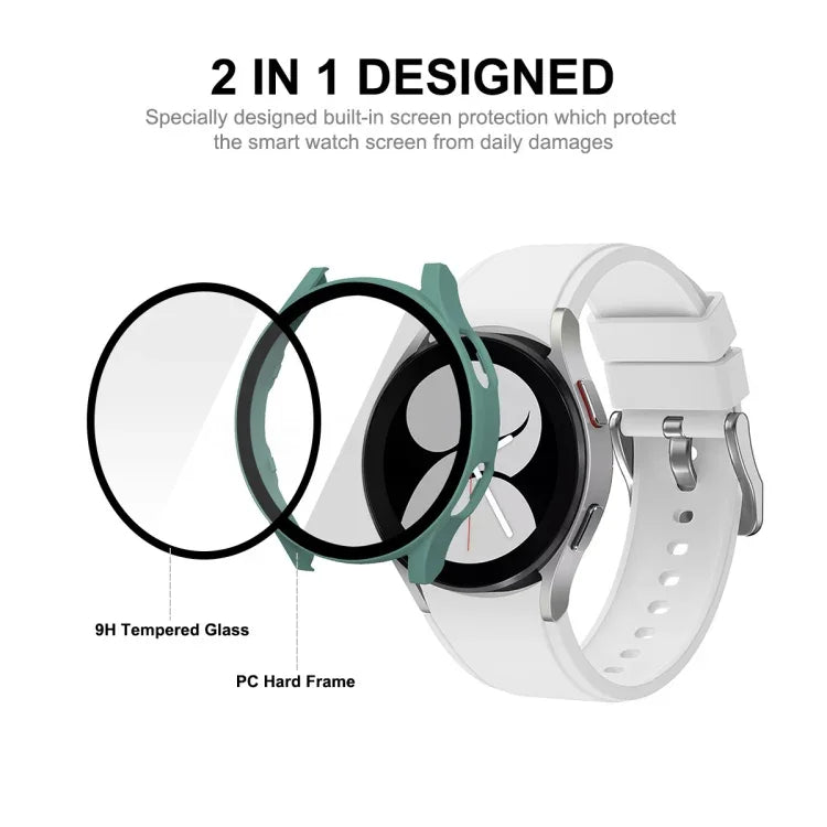 ENKAY Hat-Prince フルカバレッジ PCフレーム + 強化ガラスプロテクター 複合ケース Samsung Galaxy Watch4 40mm 用