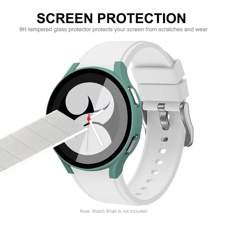 ENKAY Hat-Prince フルカバレッジ PCフレーム + 強化ガラスプロテクター 複合ケース Samsung Galaxy Watch4 40mm 用