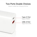 CS-20W ミニポータブル PD3.0 + QC3.0 デュアルポート急速充電器、充電器