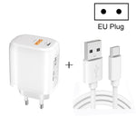 CS-20W ミニポータブル PD3.0 + QC3.0 デュアルポート高速充電器 3A USB to Type-Cデータケーブル付き、充電器 + USB to Type-Cケーブル