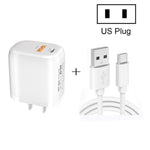 CS-20W ミニポータブル PD3.0 + QC3.0 デュアルポート高速充電器 3A USB to Type-Cデータケーブル付き、充電器 + USB to Type-Cケーブル