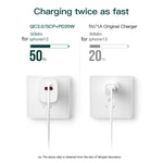 CS-20W ミニポータブル PD3.0 + QC3.0 デュアルポート急速充電器 3A Type-C to 8ピンデータケーブル付き、充電器 + Type-C to 8ピンケーブル