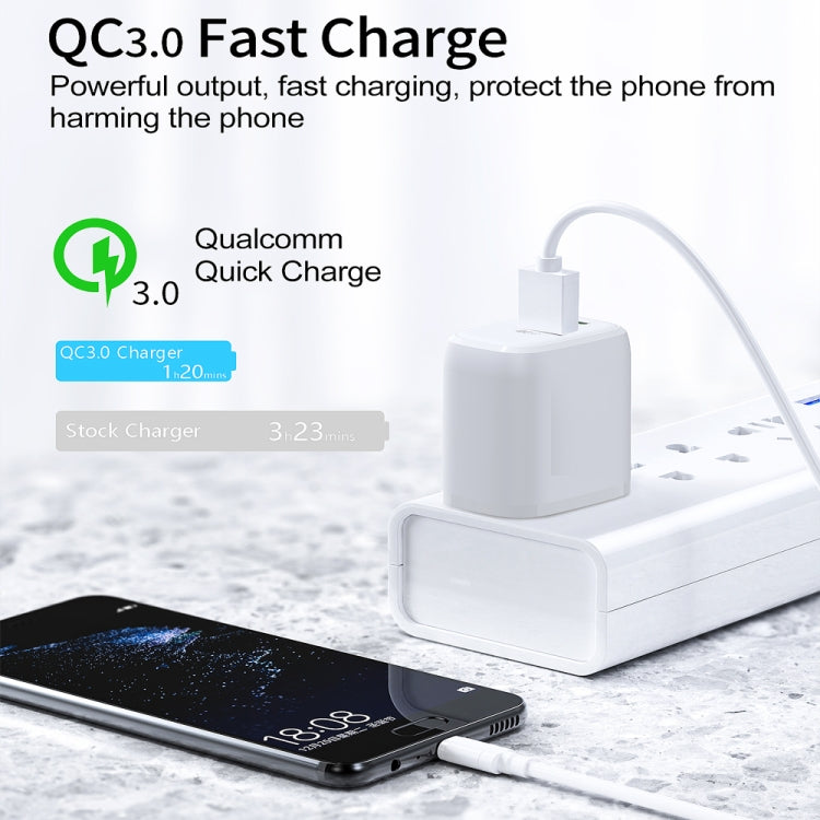 CS-20W ミニポータブル PD3.0 + QC3.0 デュアルポート急速充電器 3A Type-C to 8ピンデータケーブル付き、充電器 + Type-C to 8ピンケーブル