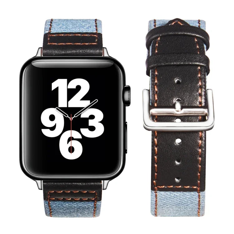 シルバーバックルレザーストラップ Apple Watch Series 7 41mm / 6&SE&5&4 40mm / 3&2&1 38mm、7 45mm / 6&SE&5&4 44mm / 3&2&1 42mm用