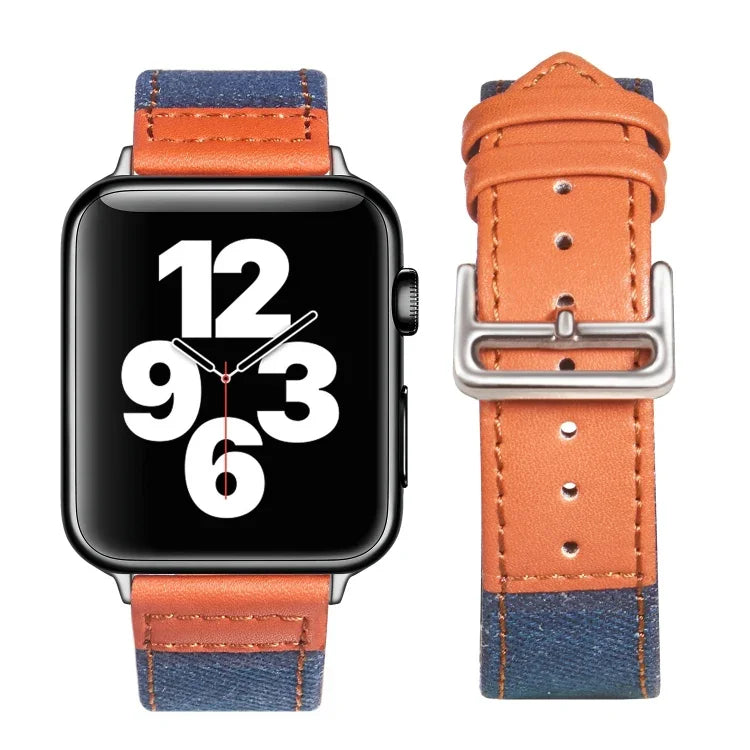 シルバーバックルレザーストラップ Apple Watch Series 7 41mm / 6&SE&5&4 40mm / 3&2&1 38mm、7 45mm / 6&SE&5&4 44mm / 3&2&1 42mm用