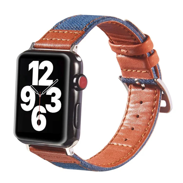 シルバーバックルレザーストラップ Apple Watch Series 7 41mm / 6&SE&5&4 40mm / 3&2&1 38mm、7 45mm / 6&SE&5&4 44mm / 3&2&1 42mm用
