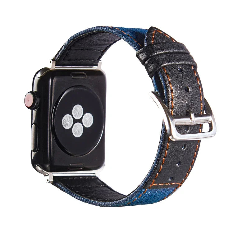 シルバーバックルレザーストラップ Apple Watch Series 7 41mm / 6&SE&5&4 40mm / 3&2&1 38mm、7 45mm / 6&SE&5&4 44mm / 3&2&1 42mm用