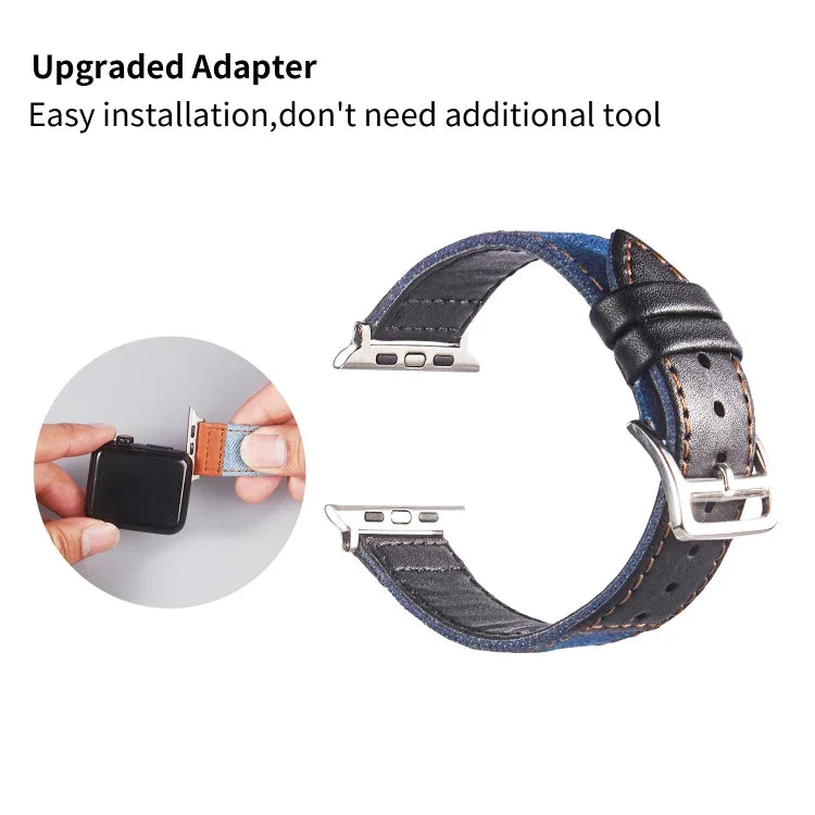 シルバーバックルレザーストラップ Apple Watch Series 7 41mm / 6&SE&5&4 40mm / 3&2&1 38mm、7 45mm / 6&SE&5&4 44mm / 3&2&1 42mm用
