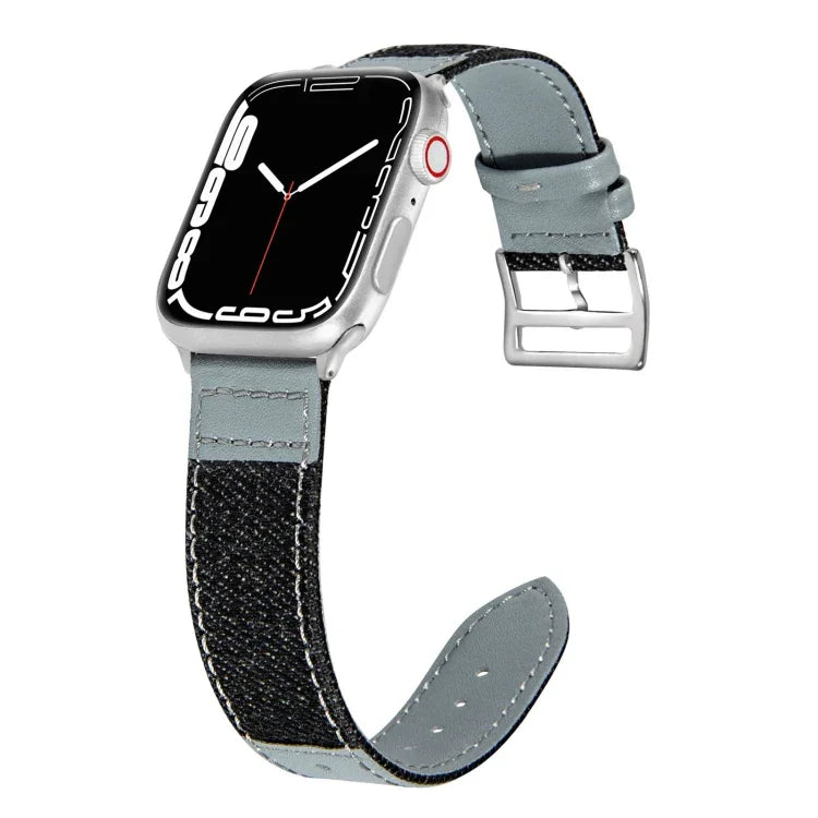 デニムフィットレザー交換用ウォッチストラップ Apple Watch Series 7 41mm / 6&SE&5&4 40mm / 3&2&1 38mm、7 45mm / 6&SE&5&4 44mm / 3&2&1 42mm対応