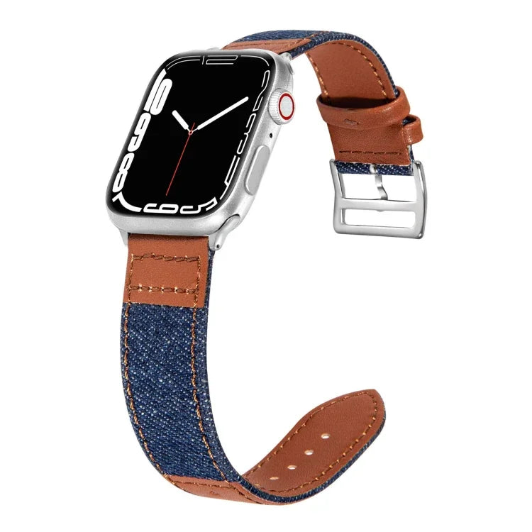 デニムフィットレザー交換用ウォッチストラップ Apple Watch Series 7 41mm / 6&SE&5&4 40mm / 3&2&1 38mm、7 45mm / 6&SE&5&4 44mm / 3&2&1 42mm対応