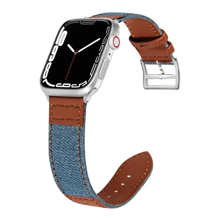デニムフィットレザー交換用ウォッチストラップ Apple Watch Series 7 41mm / 6&SE&5&4 40mm / 3&2&1 38mm、7 45mm / 6&SE&5&4 44mm / 3&2&1 42mm対応