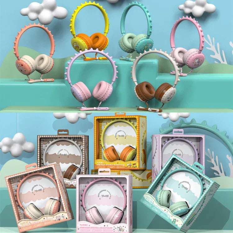 Y19 Cute Cartoon Wired Headphones For Children Kids With Microphone Stereo Music Helmet Earphones For Kids Gifts