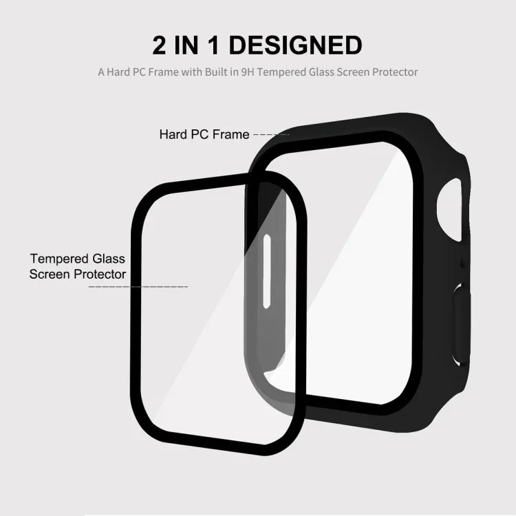 Apple Watch Series 7 45mm用 ENKAY Hat-Prince 2イン1 PCフレーム + 9H強化ガラスプロテクター フルカバレッジケース