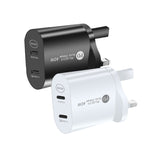 002 40W デュアルポート PD USB-C / Type-C 急速充電器 iPhone / iPadシリーズ用、UKプラグ、UKプラグ