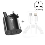 002 40W デュアルポート PD / Type-C 急速充電器 USB-C to 8ピンデータケーブル付き、UKプラグ、UKプラグ + Type-C to 8ピンケーブル
