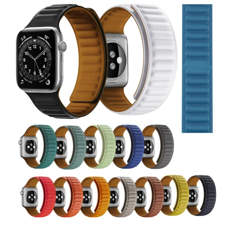 シリコンマグネットストラップウォッチバンド Apple Watchシリーズ用、7 41mm / 6&SE&5&4 40mm / 3&2&1 38mm、7 45mm / 6&SE&5&4 44mm / 3&2&1 42mm