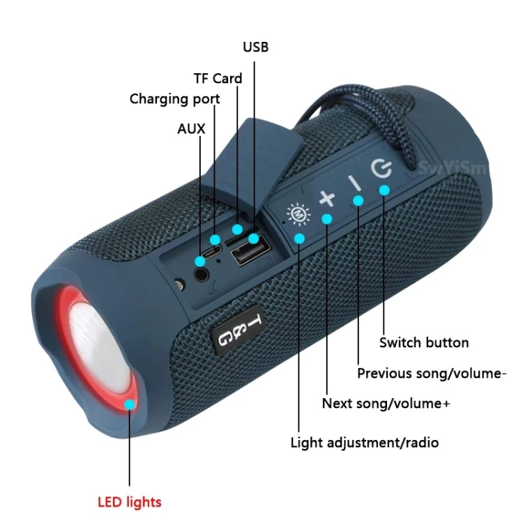 T&G TG227 アウトドアポータブル防水 Bluetoothミュージックスピーカー LED付き FM/TF/USB対応