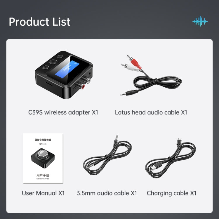C39S Bluetoothレシーバー兼トランスミッター RCAスピーカーから3.5mm ワイヤレスオーディオアダプター、C39S