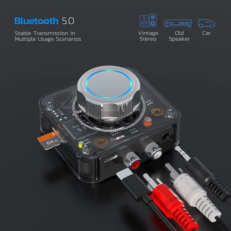 C39 Bluetooth 5.0 レシーバー RCAから3.5mm ワイヤレスオーディオコンバーター TFカード対応, C39