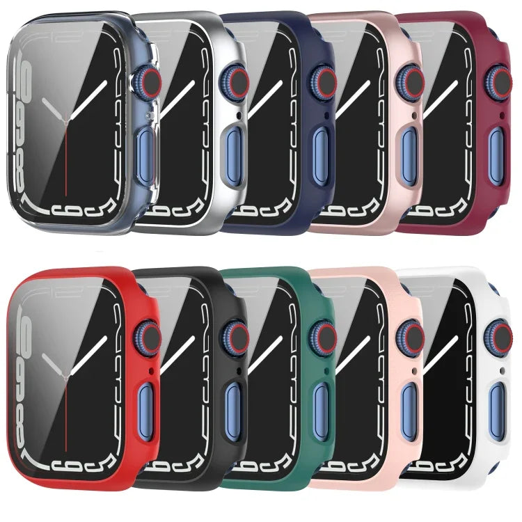 耐衝撃PC保護ケース 強化ガラスフィルム付き Apple Watch Series 9 / 8 / 7 45mm、Apple Watch Series 9 / 8 / 7 41mm対応
