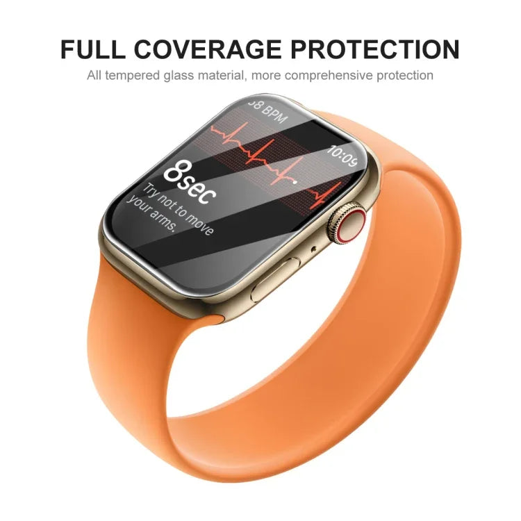 ENKAY Hat-Prince 3D曲面エッジ フルカバレッジ 強化ガラス HDスクリーンプロテクター フィルム Apple Watch Series 9 / 8 / 7 45mm用、1枚、2枚、5枚、10枚